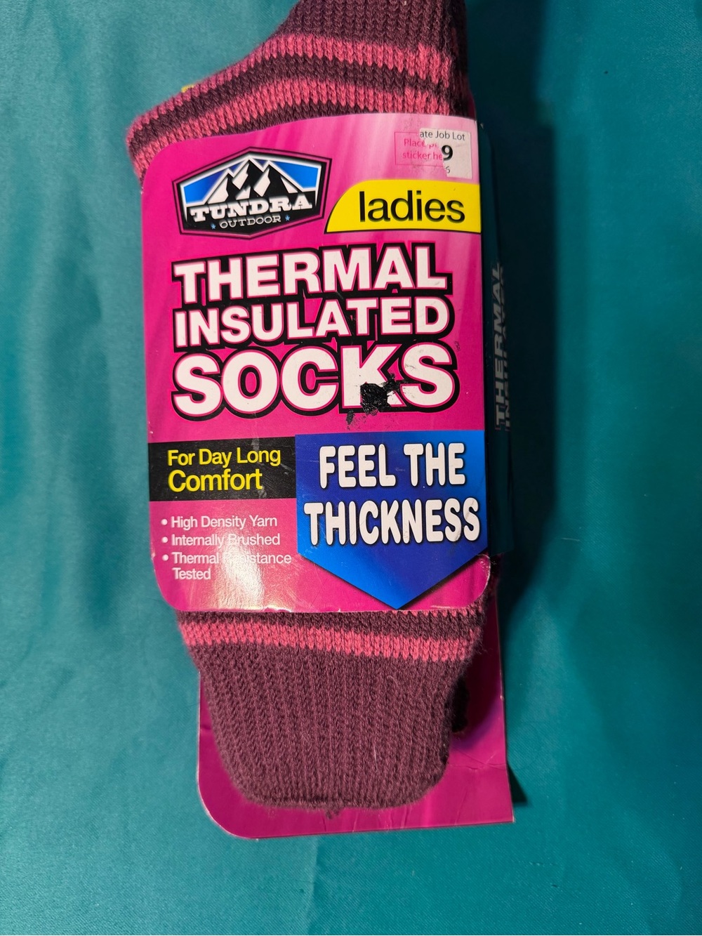 Tundra Ladies Thermal Insulated Socks - Pink and Dark Gray Stripes